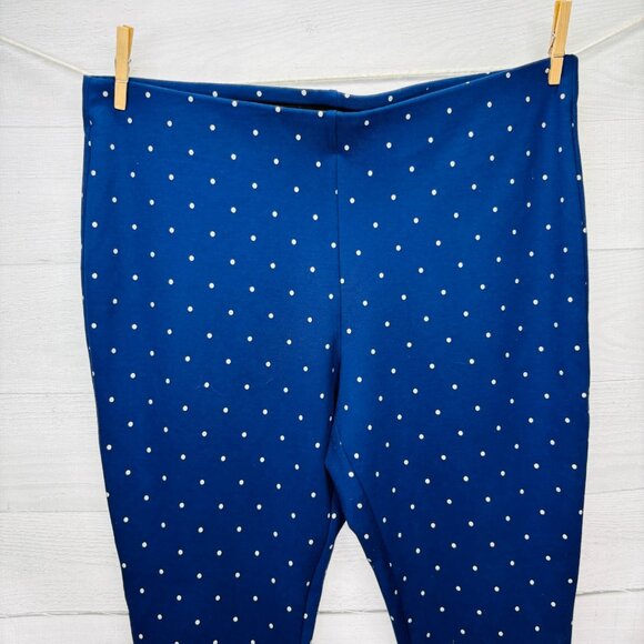 Chico’s 3 (16/XL) Navy Blue Polka Dot Leggings Stretch Pull On Slim Ankle Pants - Picture 4 of 15